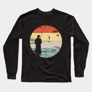 Vintage Retro Look Angler Fly Fishing Gift Long Sleeve T-Shirt